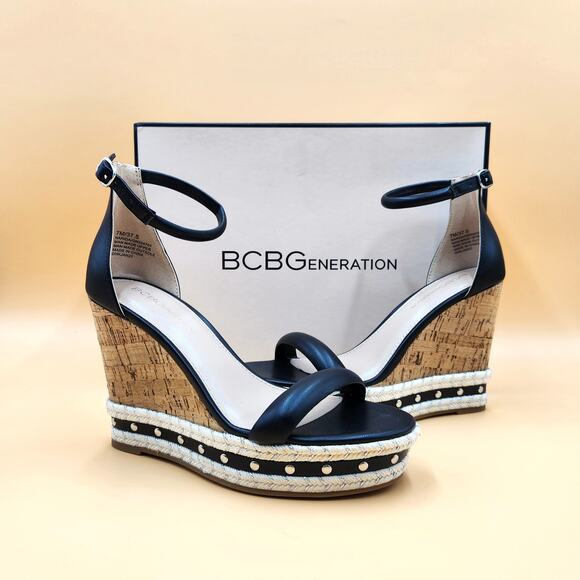 BCBGeneration Women Black Narida Ankle Strap Wedge Platform Sandals Size US 7 - Picture 3 of 6